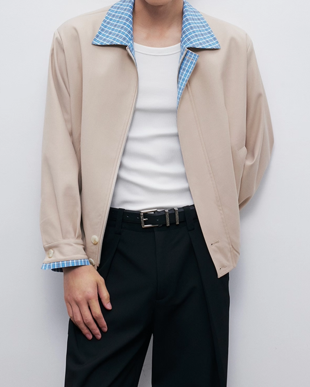 短丈切り替え比翼ジップジャケット B0060