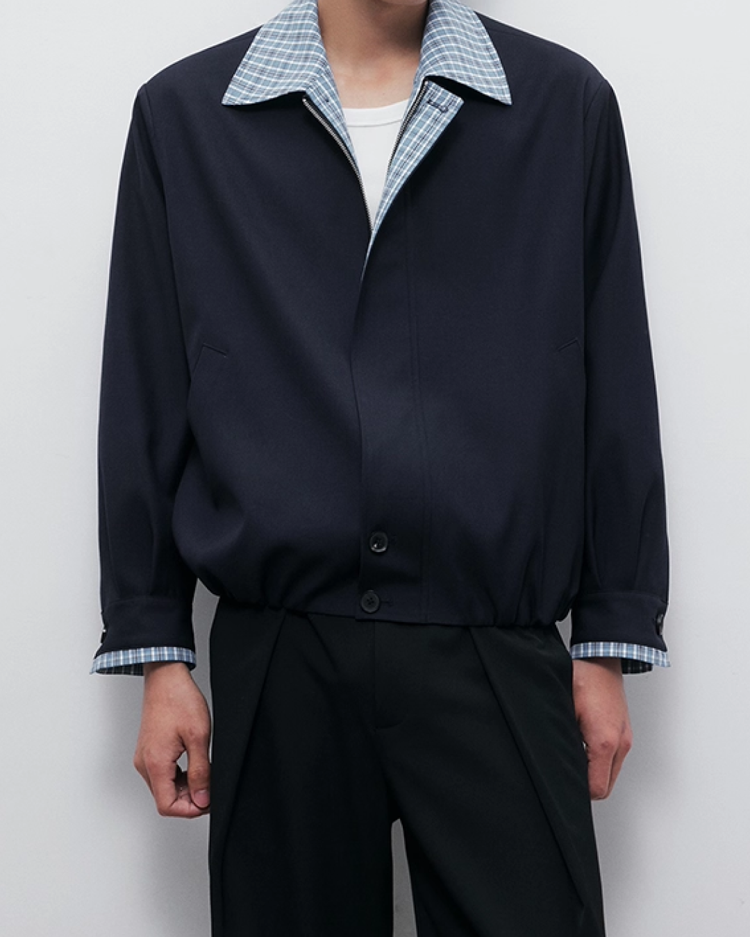 短丈切り替え比翼ジップジャケット B0060