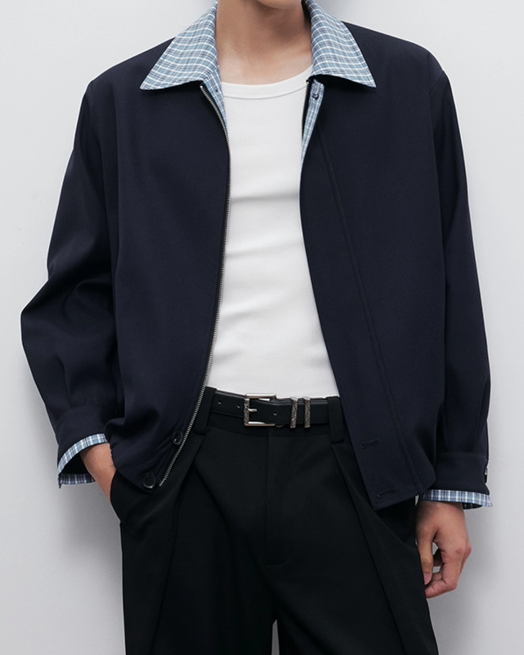 短丈切り替え比翼ジップジャケット B0060