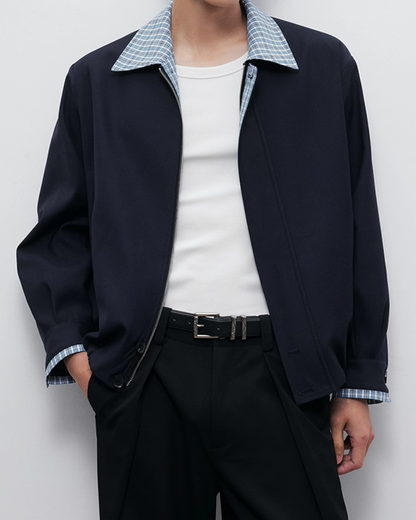 短丈切り替え比翼ジップジャケット B0060