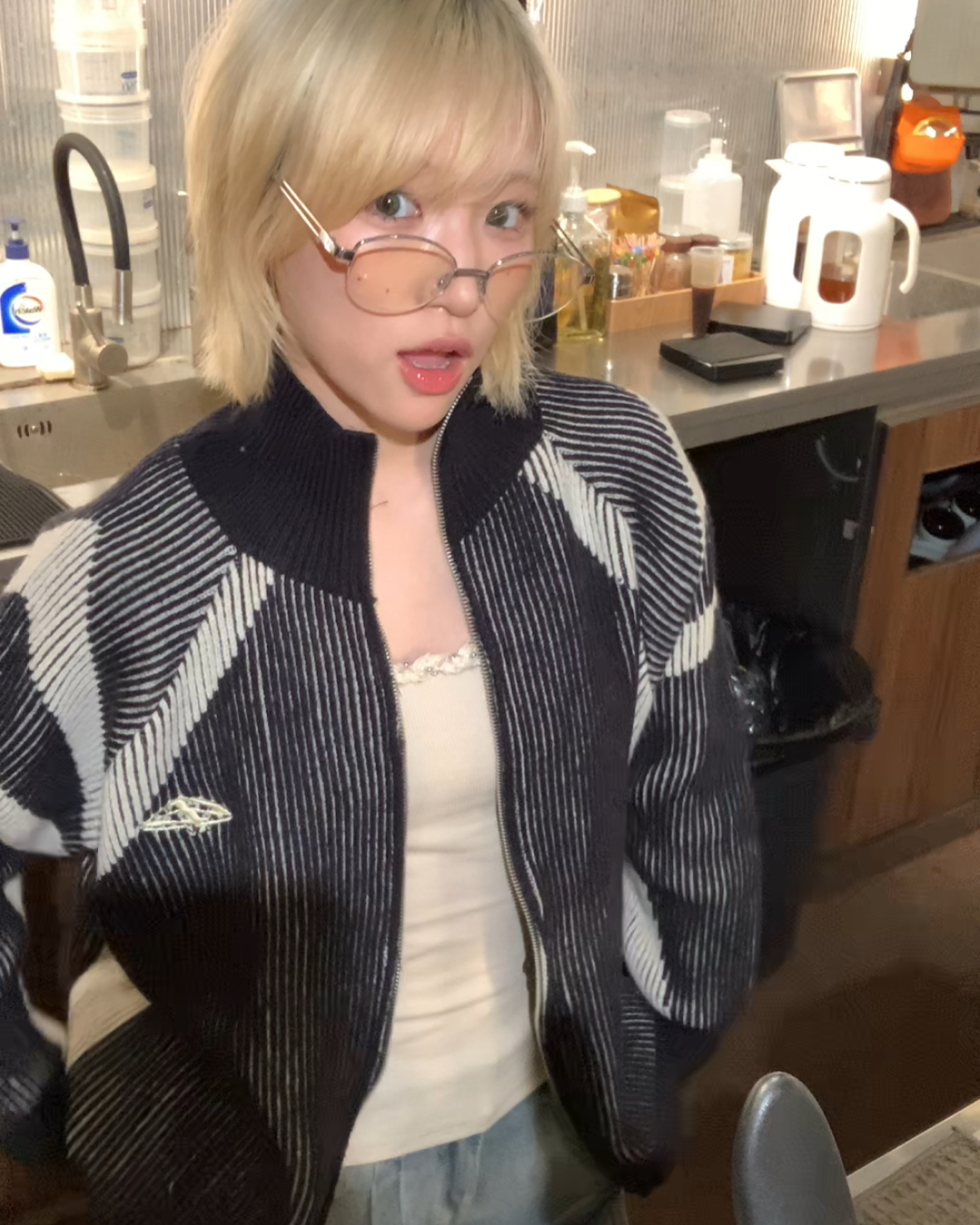 ダブルジップデザインドライバーズニット B0063