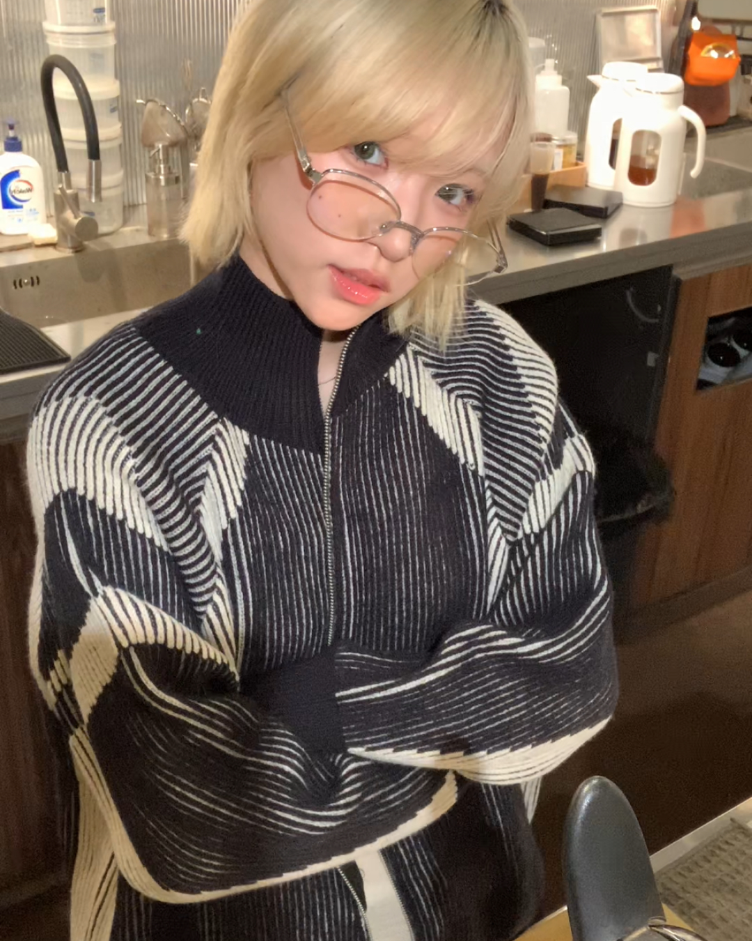 ダブルジップデザインドライバーズニット B0063