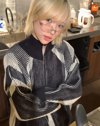 ダブルジップデザインドライバーズニット B0063