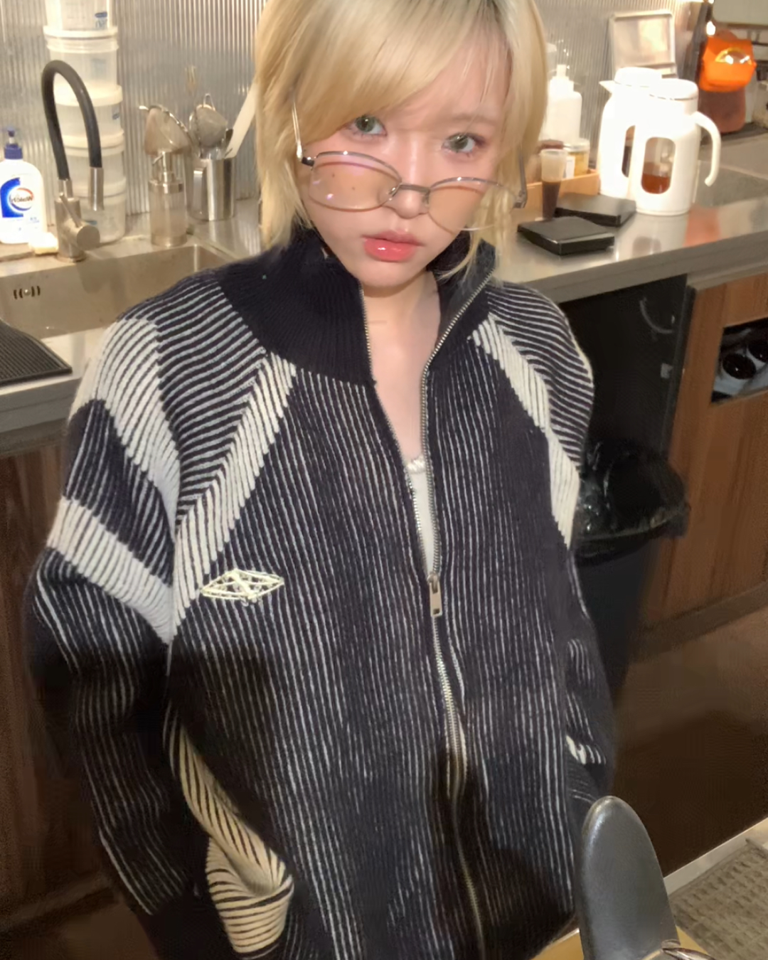 ダブルジップデザインドライバーズニット B0063