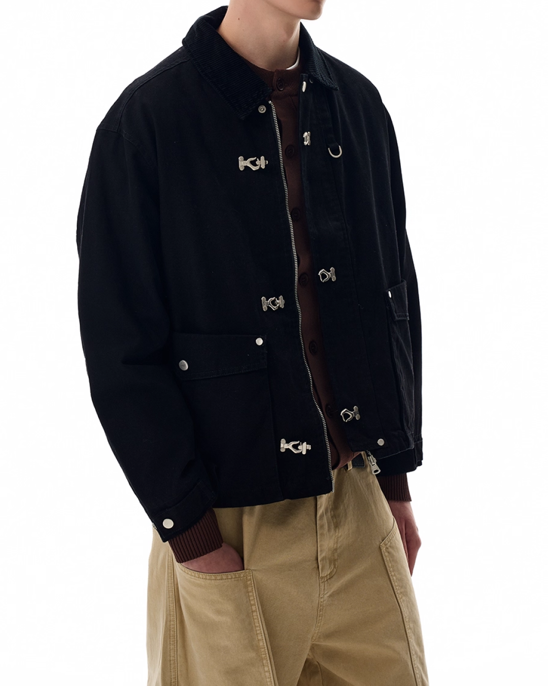 短丈カラーコーデュロイファイヤーマンジャケット B0064