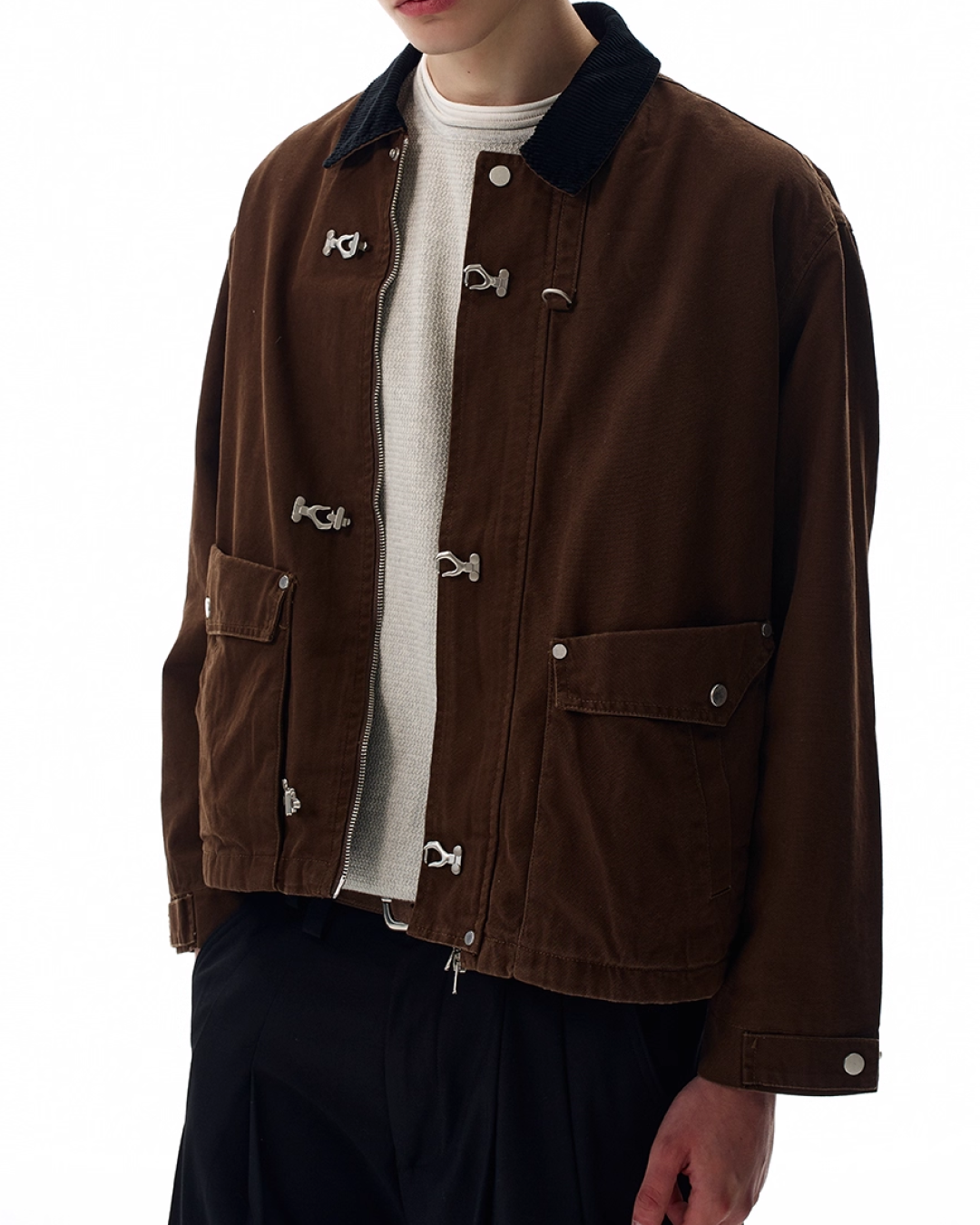 短丈カラーコーデュロイファイヤーマンジャケット B0064