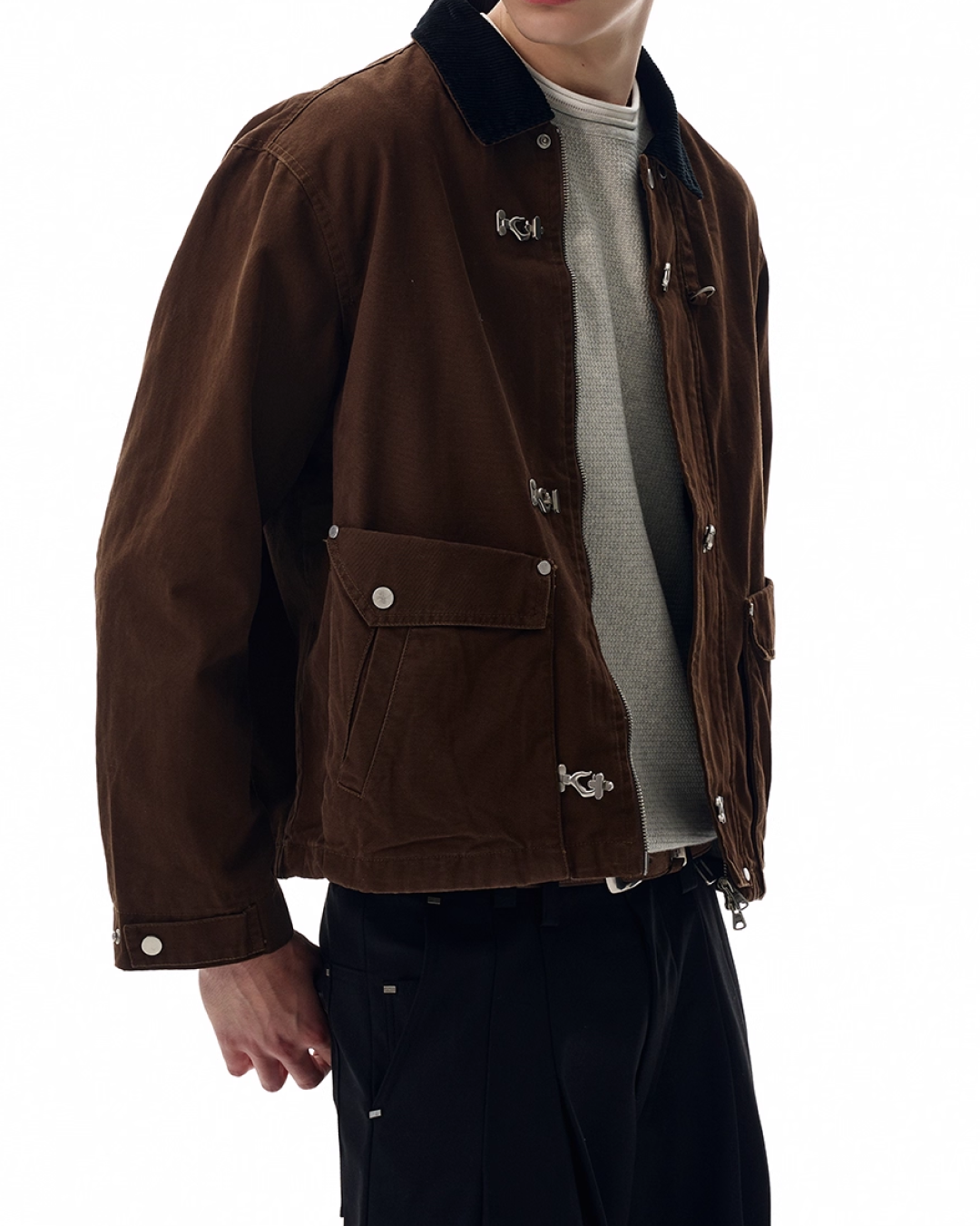 短丈カラーコーデュロイファイヤーマンジャケット B0064