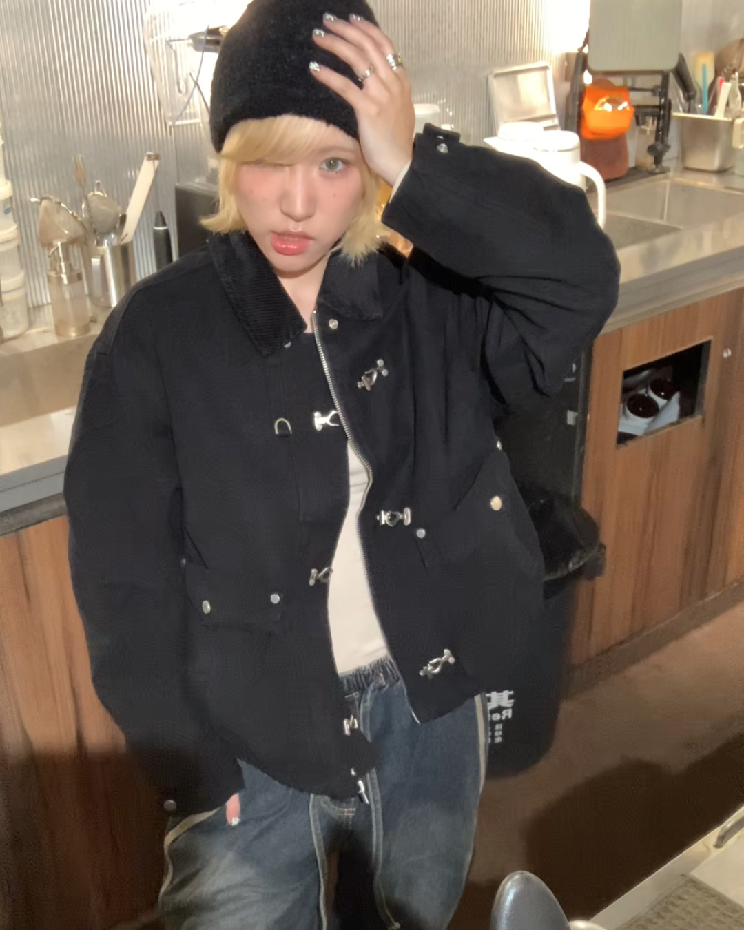 短丈カラーコーデュロイファイヤーマンジャケット B0064