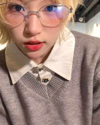 短丈レイヤードニットシャツ B0065