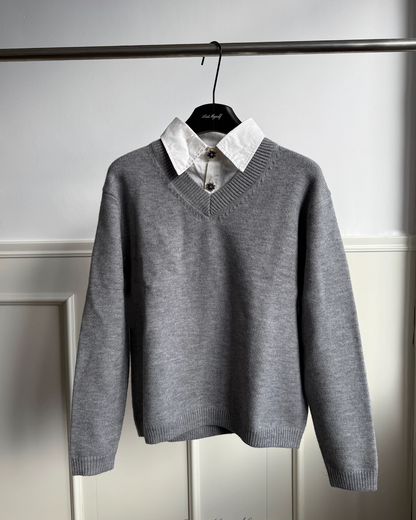 短丈レイヤードニットシャツ B0065