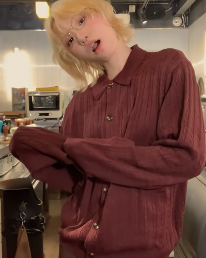 短丈カラーニットシャツ B0066