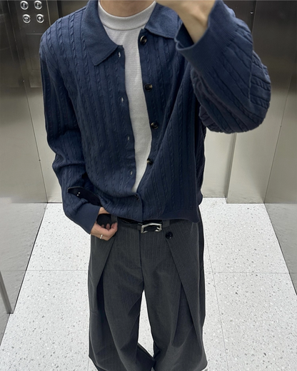 短丈カラーニットシャツ B0066