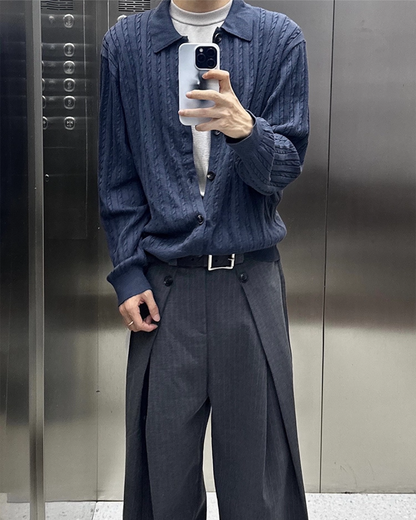 短丈カラーニットシャツ B0066