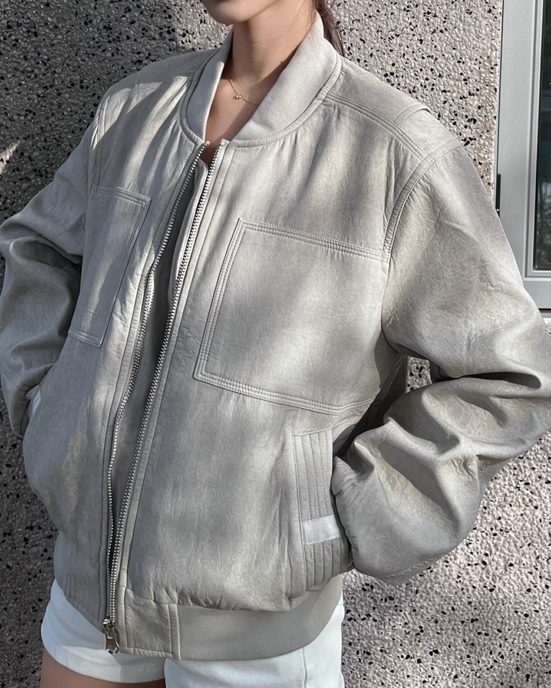 Short Zip Bomber Jacket B0073