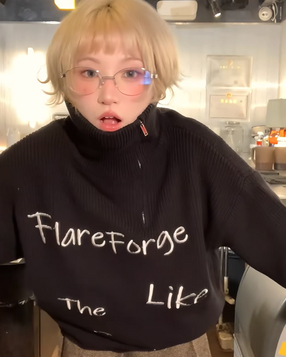 Short high neck zip knit B0076