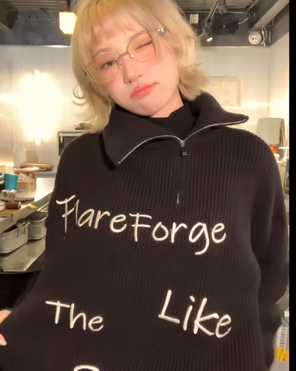 Short high neck zip knit B0076