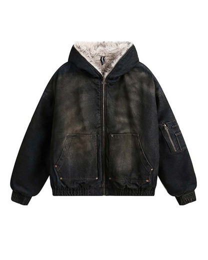 キルティングデニムファージャケット B0081