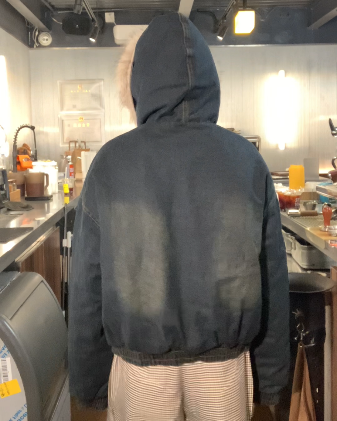 キルティングデニムファージャケット B0081