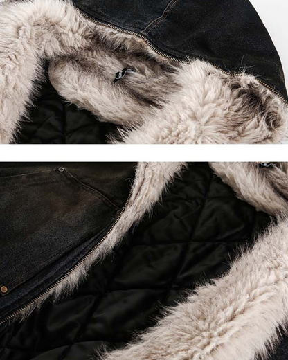 キルティングデニムファージャケット B0081