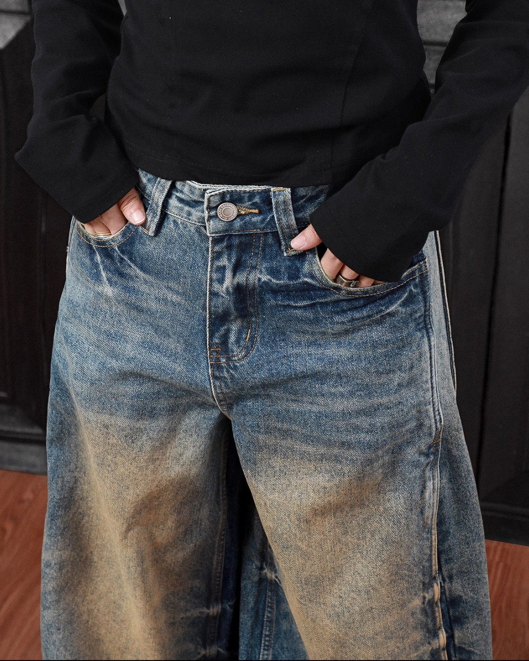 ヘビーウォッシュワイドバルーンデニムパンツ B0083