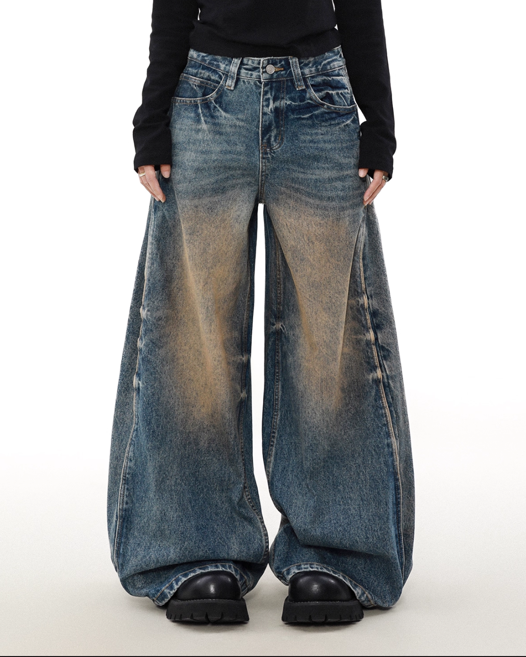 ヘビーウォッシュワイドバルーンデニムパンツ B0083
