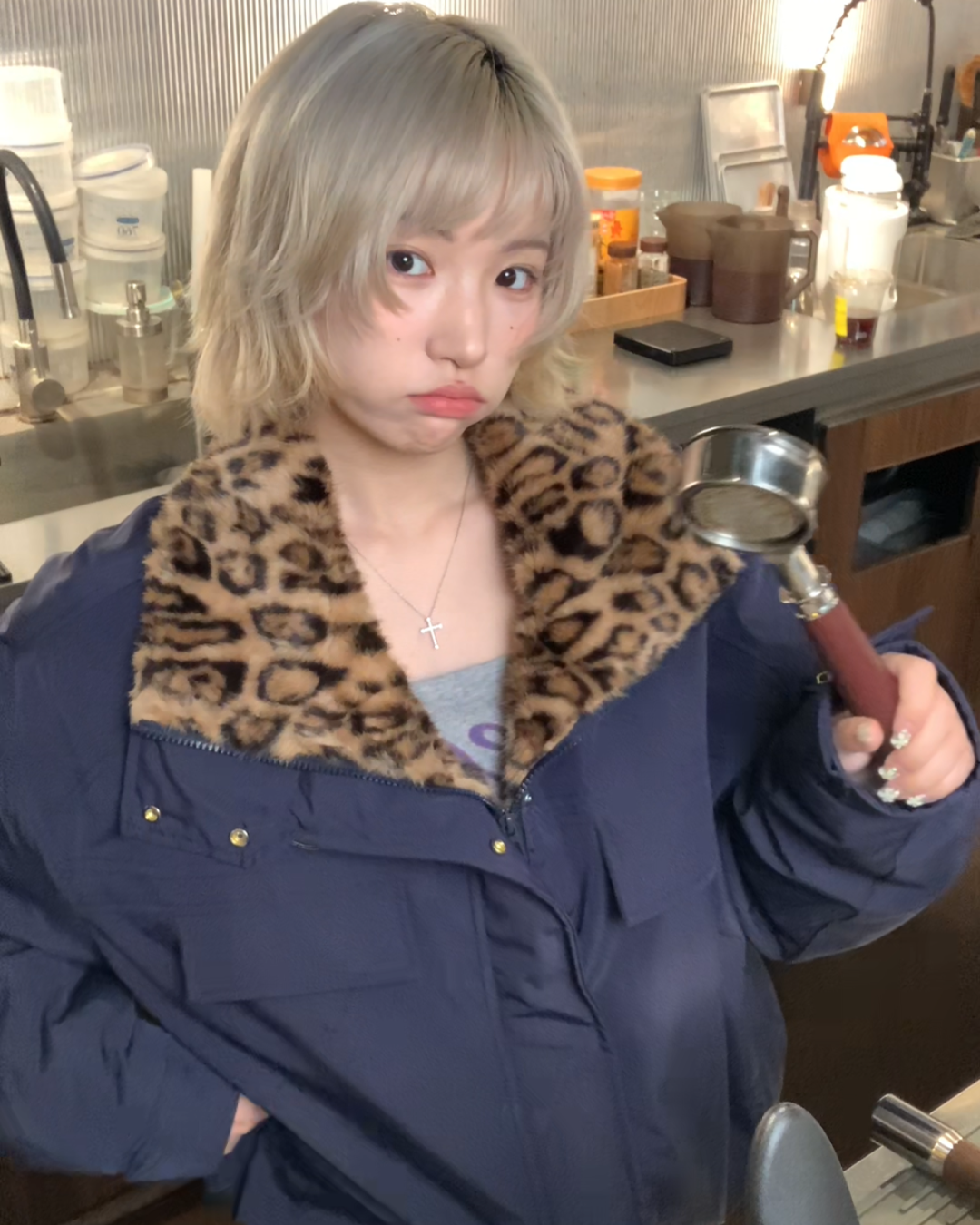 レオパード裏ボアキルティングジャケット B0084