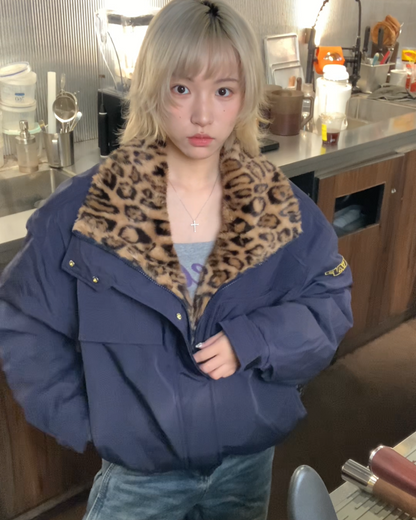 レオパード裏ボアキルティングジャケット B0084