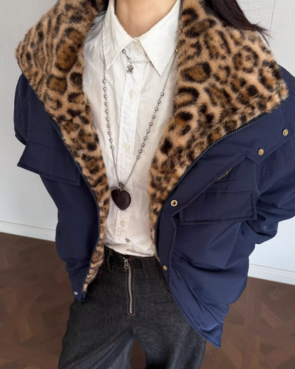 レオパード裏ボアキルティングジャケット B0084