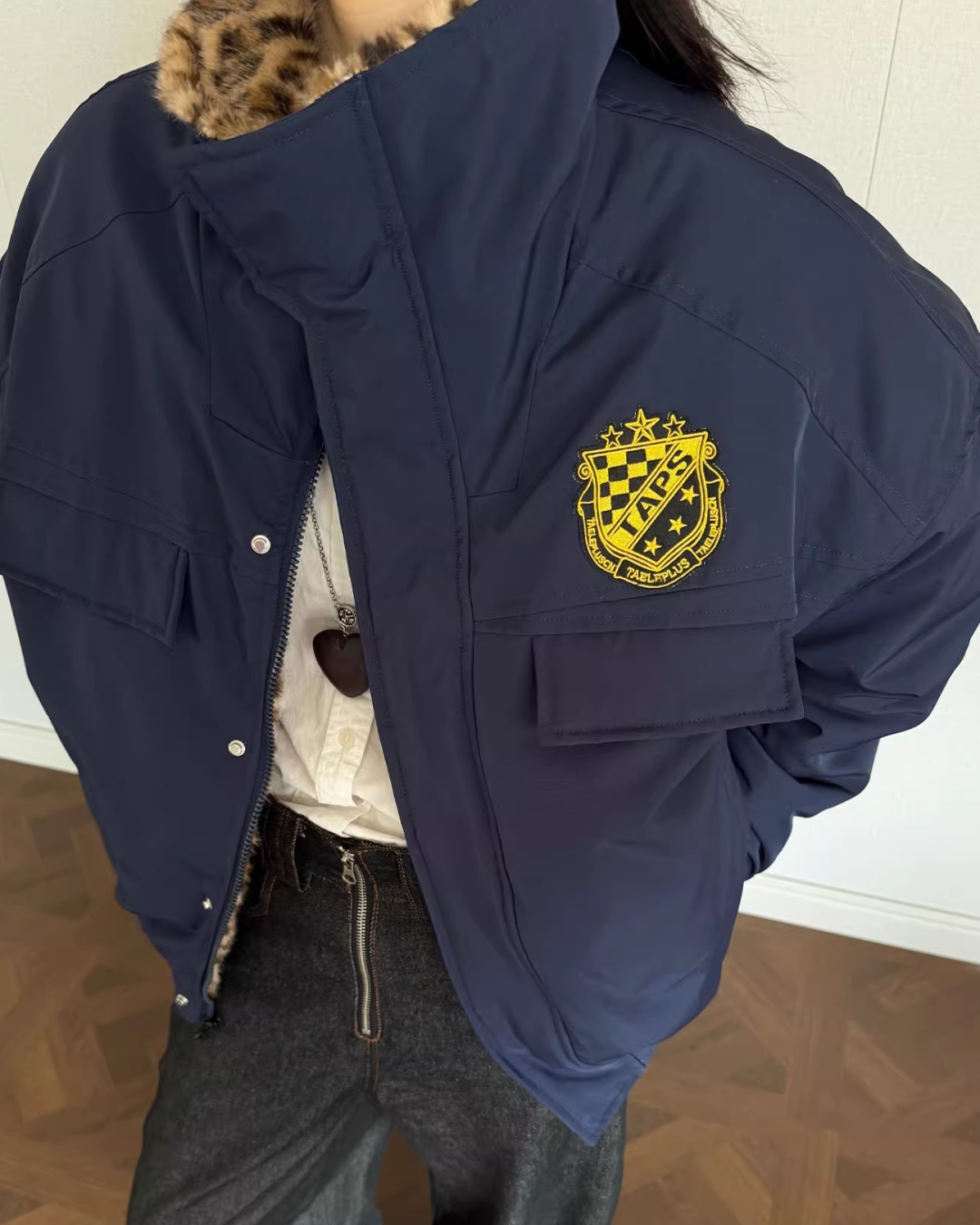 レオパード裏ボアキルティングジャケット B0084