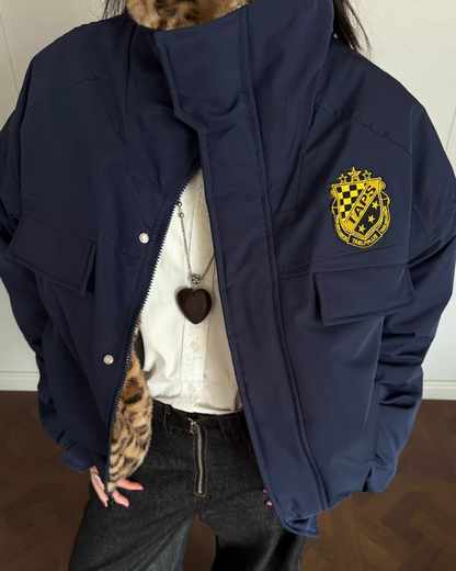 レオパード裏ボアキルティングジャケット B0084