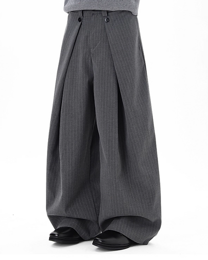 ピンストライプタックワイドスラックス B0086