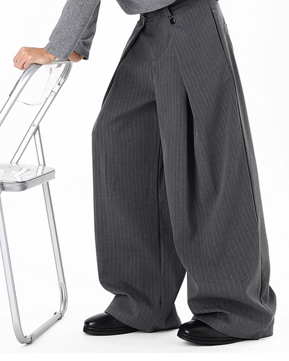 ピンストライプタックワイドスラックス B0086