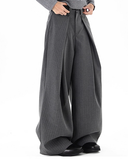 ピンストライプタックワイドスラックス B0086