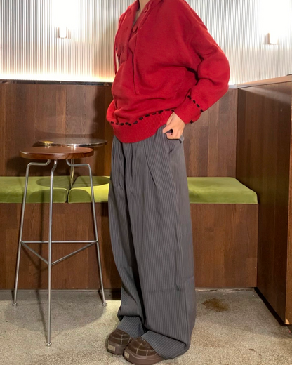 ピンストライプタックワイドスラックス B0086