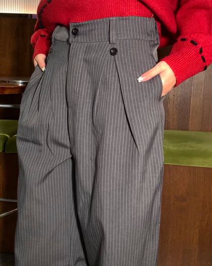 ピンストライプタックワイドスラックス B0086