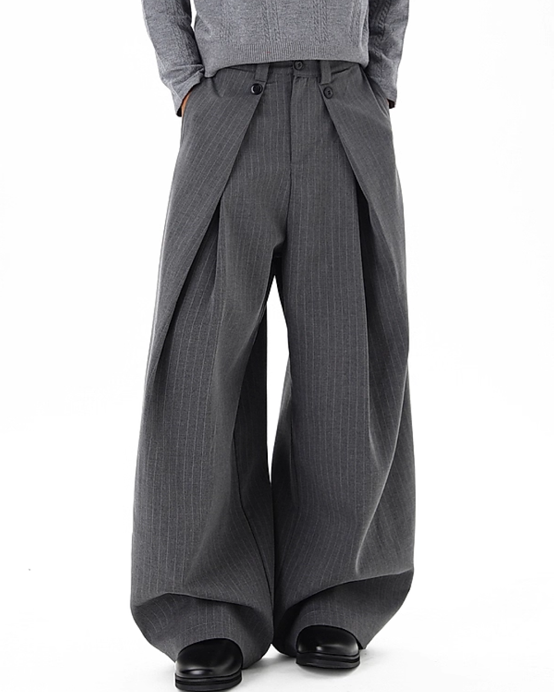 ピンストライプタックワイドスラックス B0086