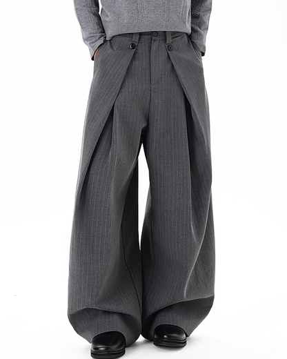 ピンストライプタックワイドスラックス B0086