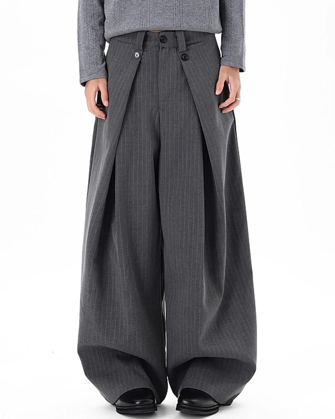 ピンストライプタックワイドスラックス B0086