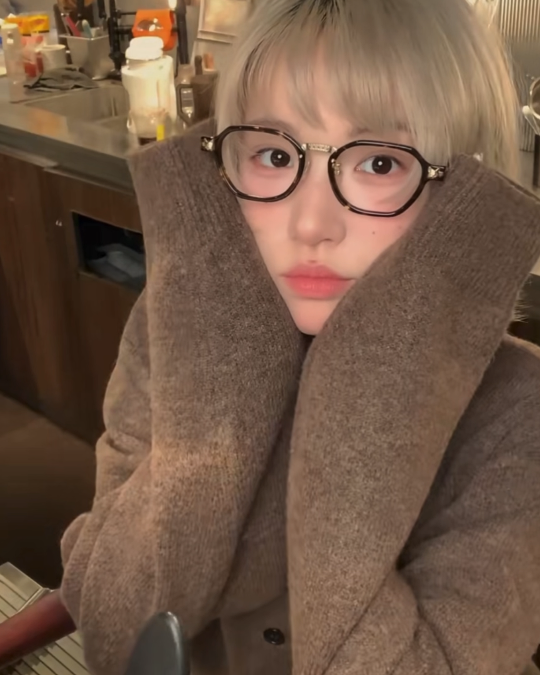 モックネックニットカーディガン B0089