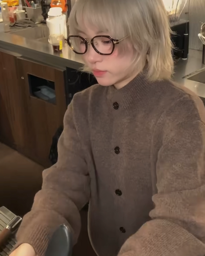 モックネックニットカーディガン B0089