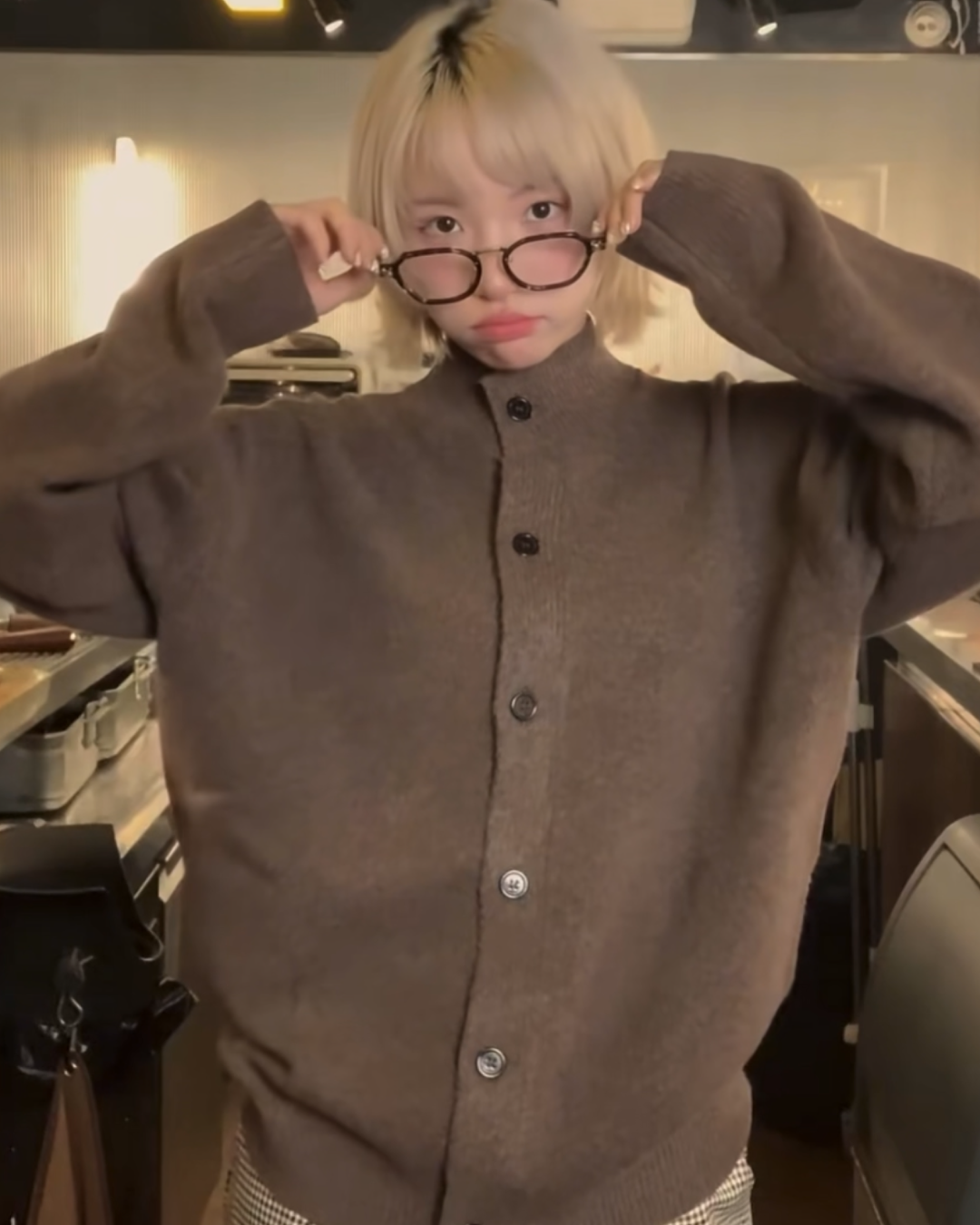 モックネックニットカーディガン B0089