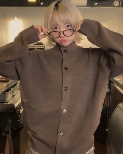 モックネックニットカーディガン B0089