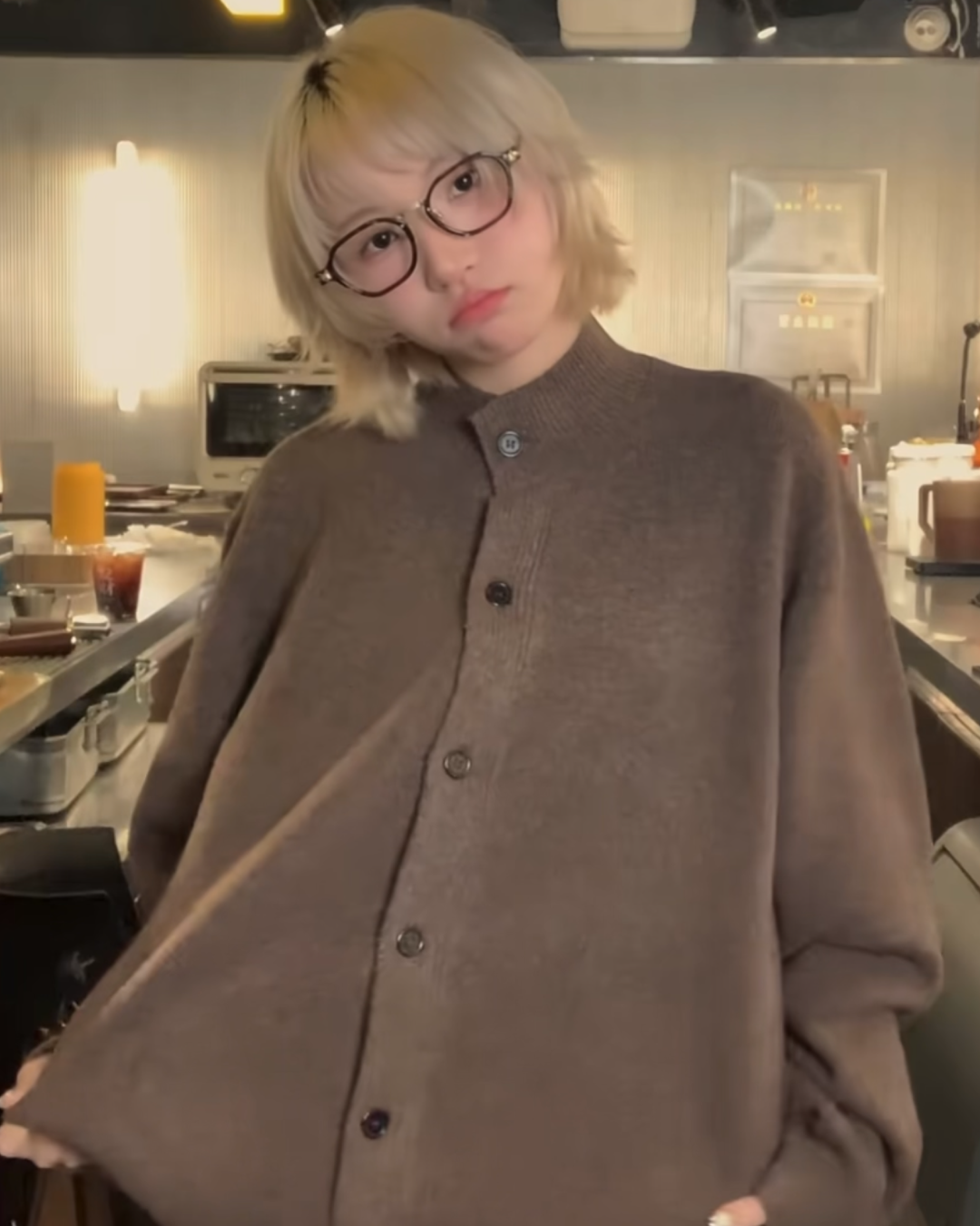 モックネックニットカーディガン B0089