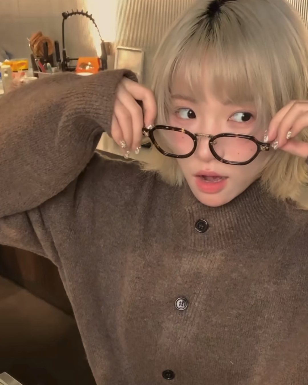 モックネックニットカーディガン B0089