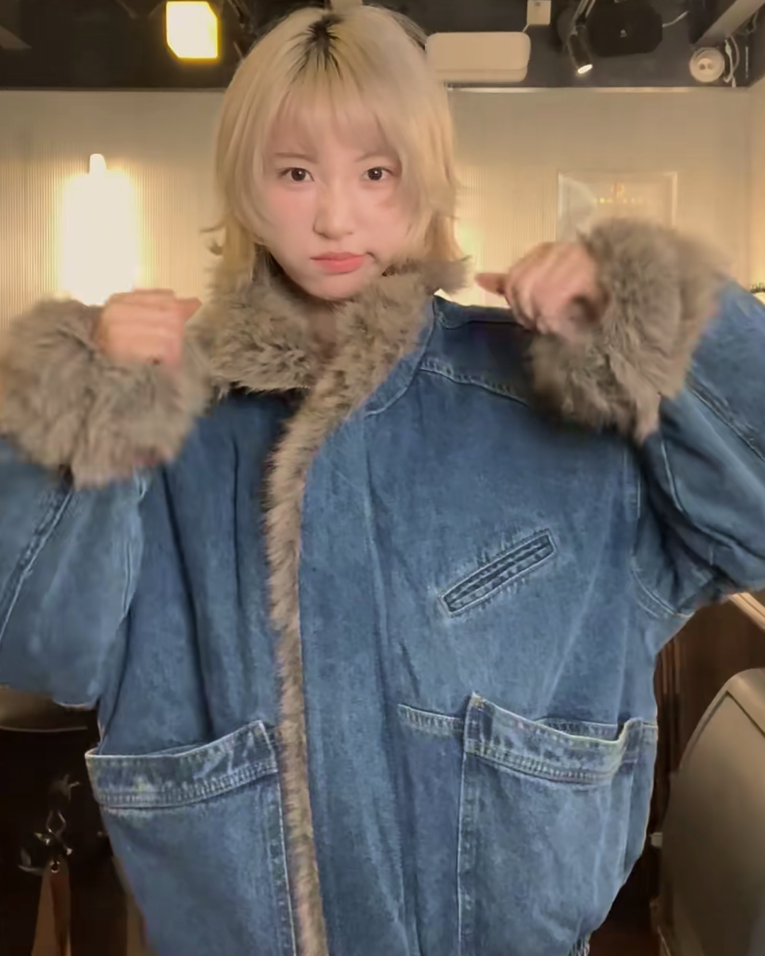キルティングファーデニムジャケット B0091