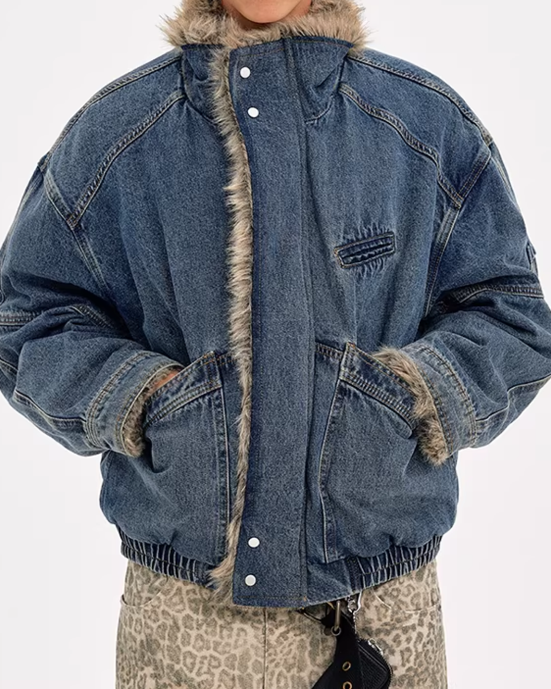 キルティングファーデニムジャケット B0091