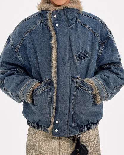 キルティングファーデニムジャケット B0091