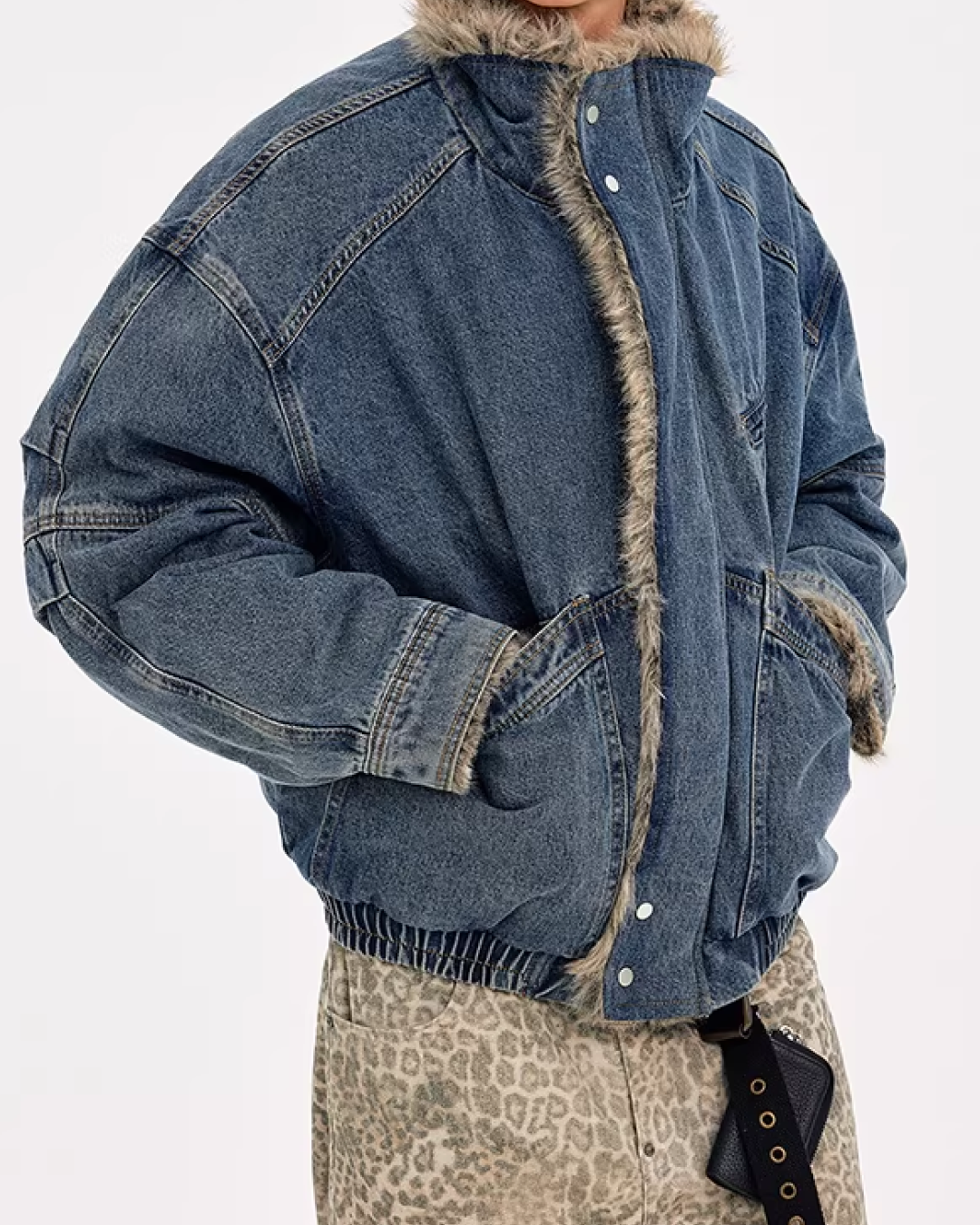 キルティングファーデニムジャケット B0091