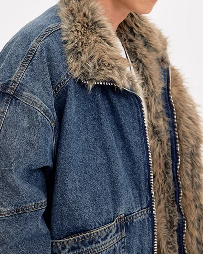 キルティングファーデニムジャケット B0091