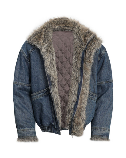 キルティングファーデニムジャケット B0091